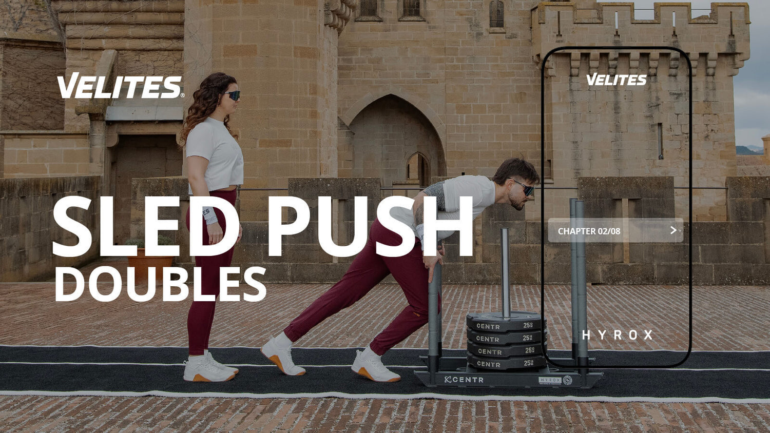 Sled Push guide for Hyrox doubles competition course by Velites