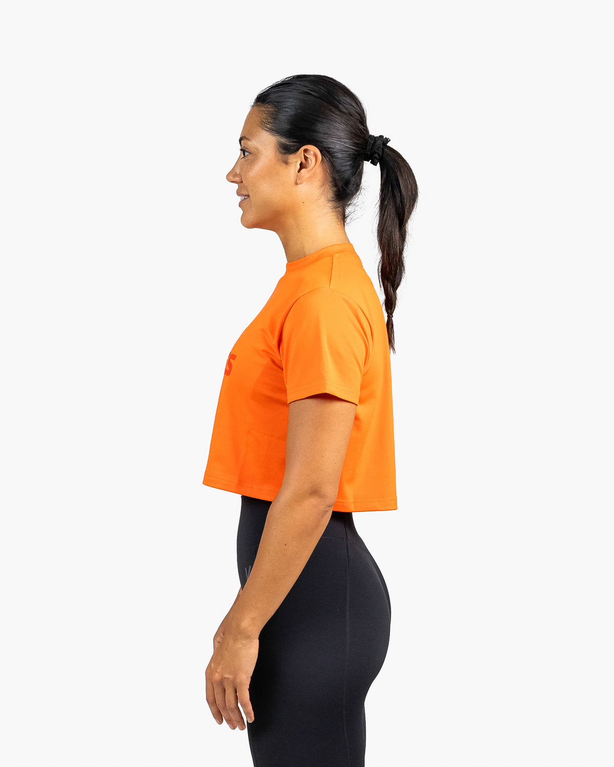 Velites Holo women's crop t-shirt side color_orange reef