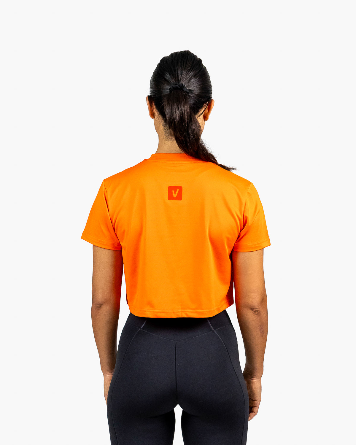 Velites Holo women's crop t-shirt back color_orange reef