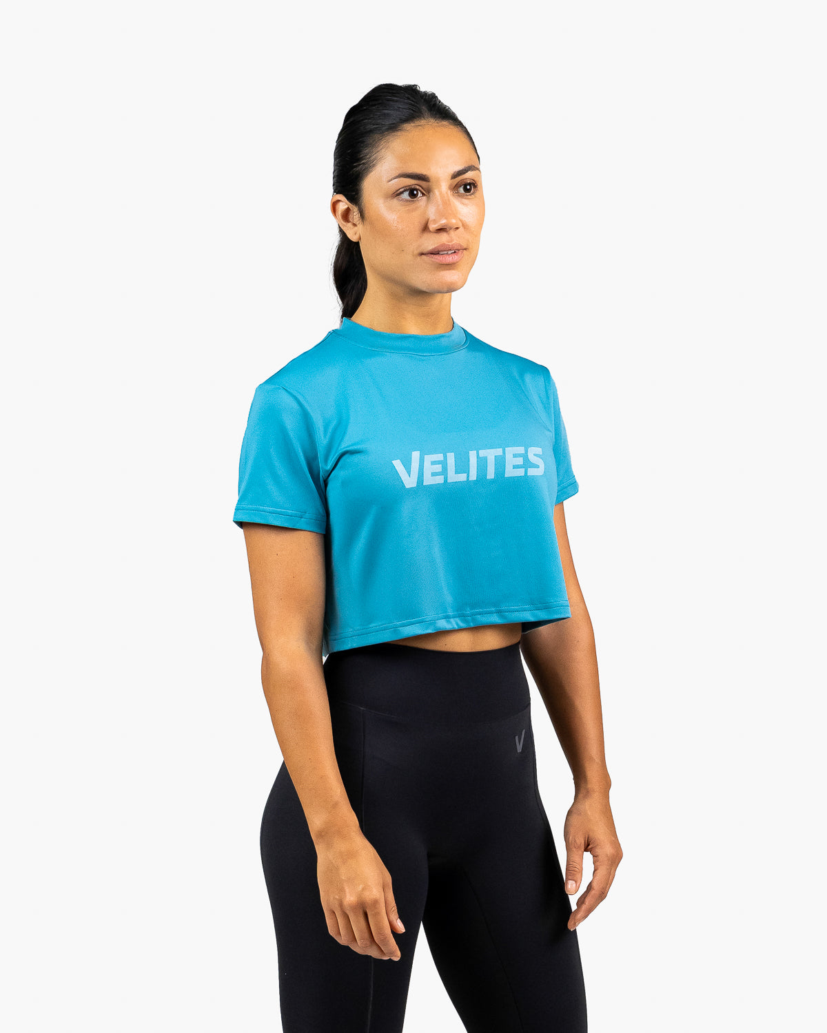 Velites Holo women's crop t-shirt three-quarter color_ultramarine