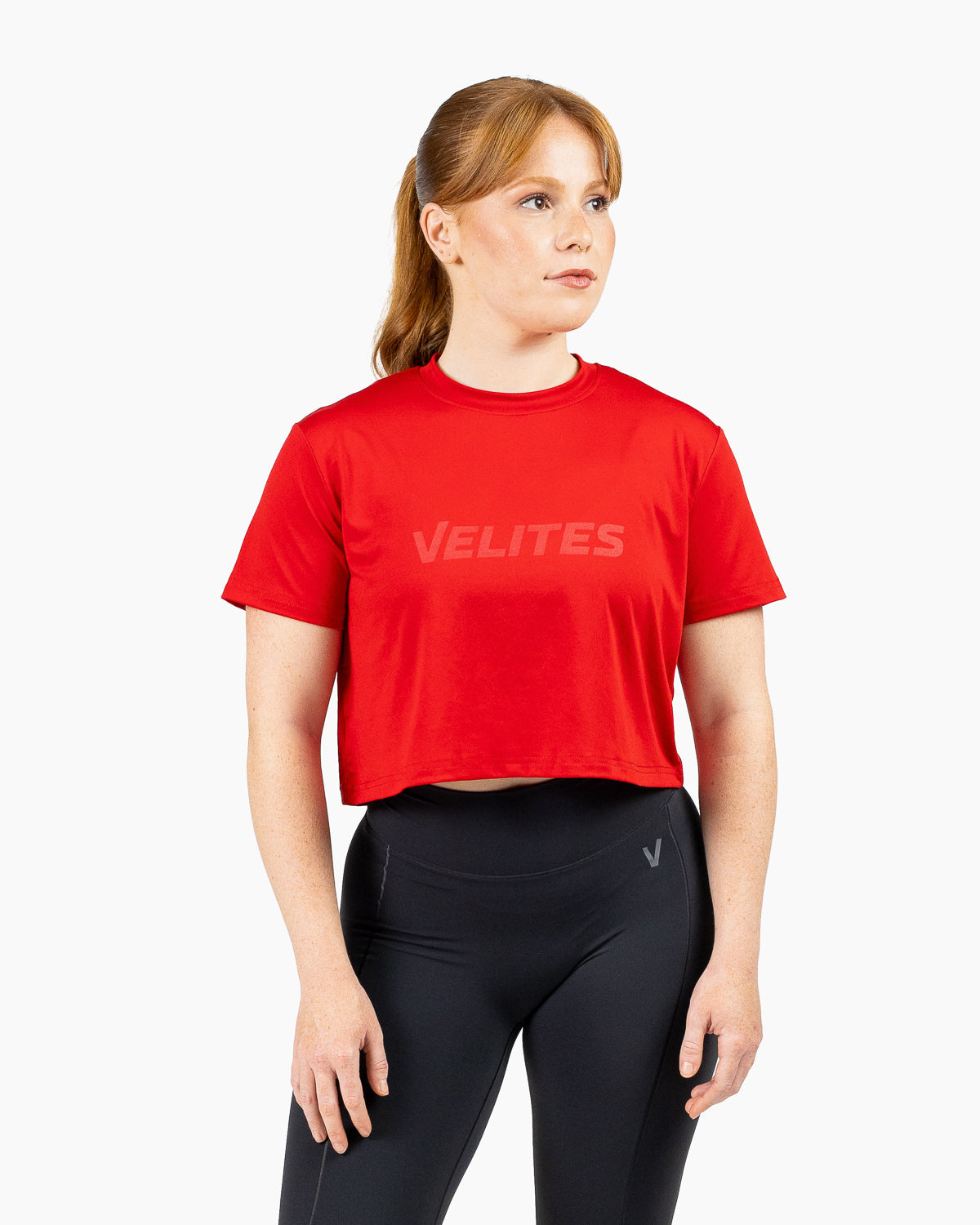 Velites Holo women's crop t-shirt front color_red wine