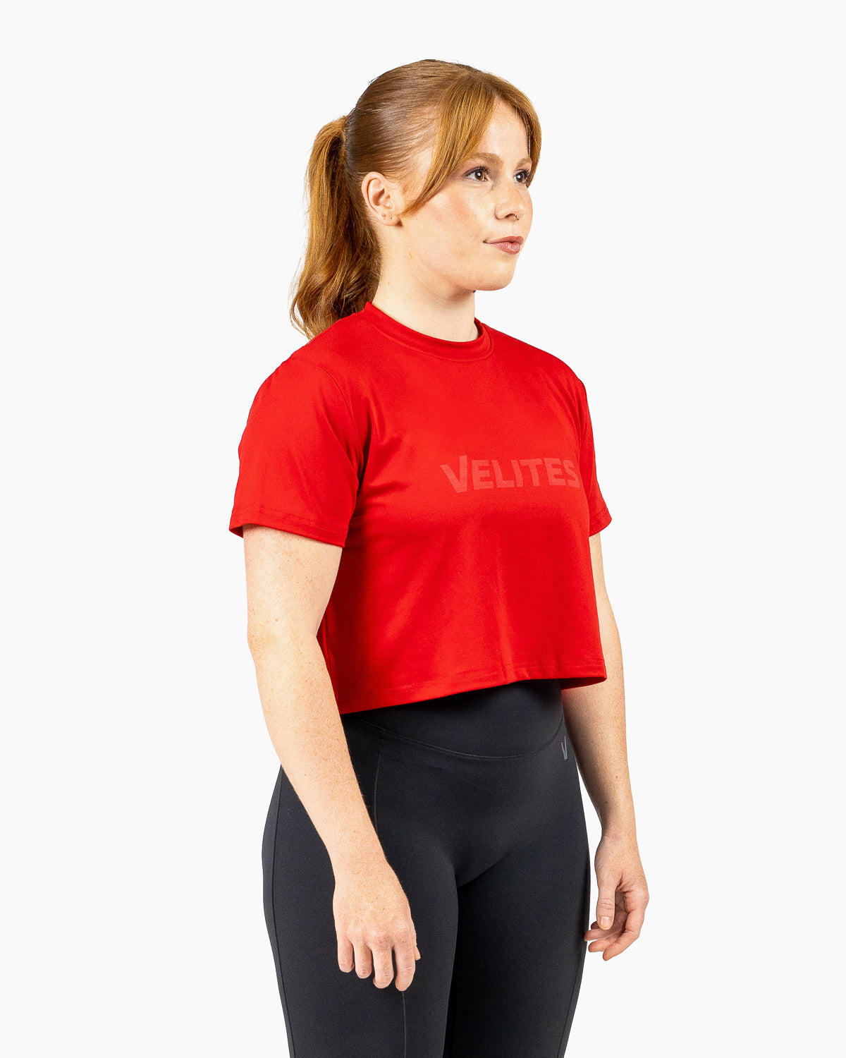Velites Holo women's crop t-shirt three-quarter color_red wine