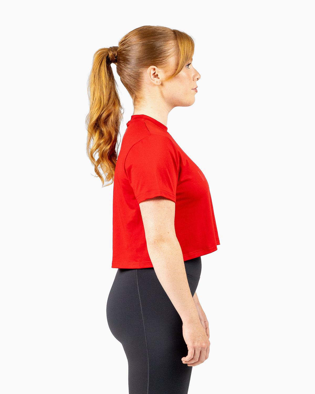 Velites Holo women's crop t-shirt side color_red wine