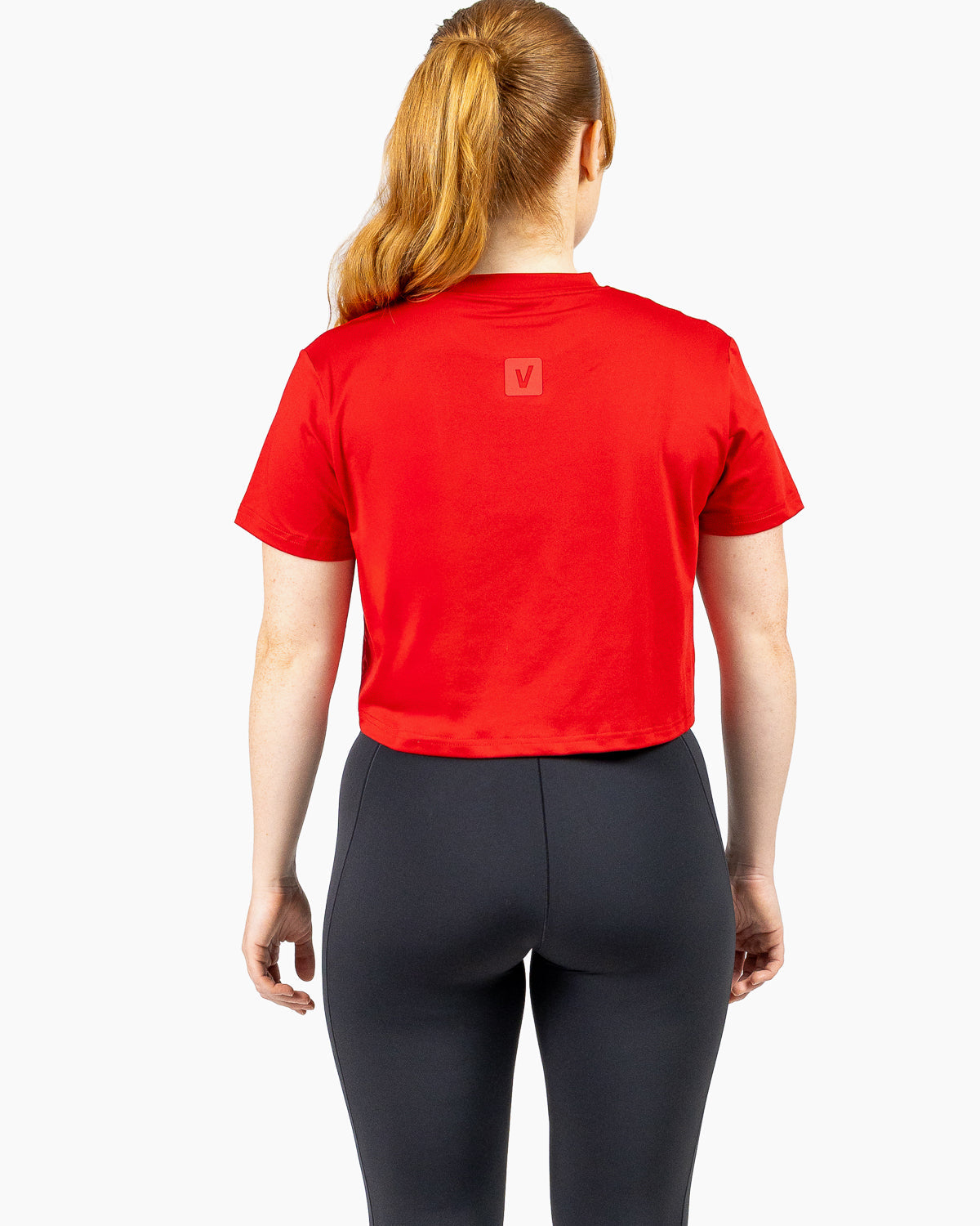 Velites Holo women's crop t-shirt back color_red wine