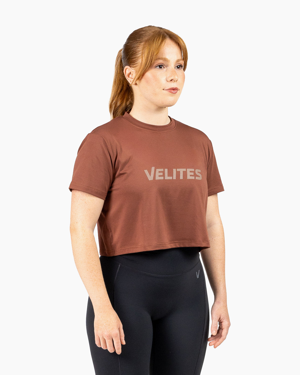 Velites Holo women's crop t-shirt three-quarter color_chestnut