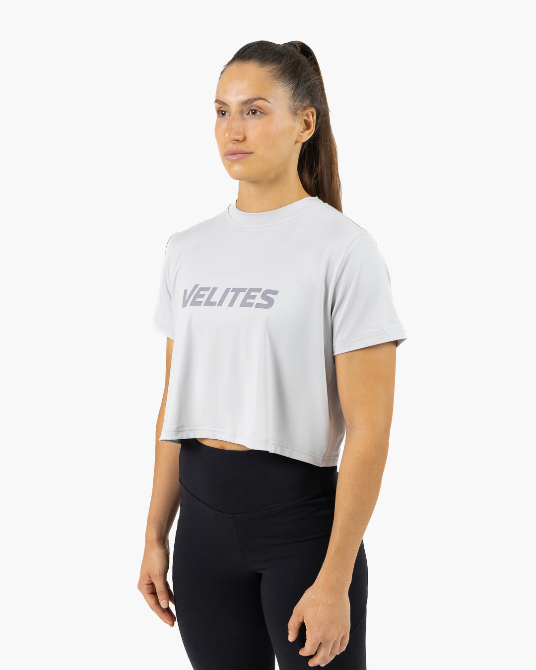 Velites Holo women's crop t-shirt three-quarter color_Grey
