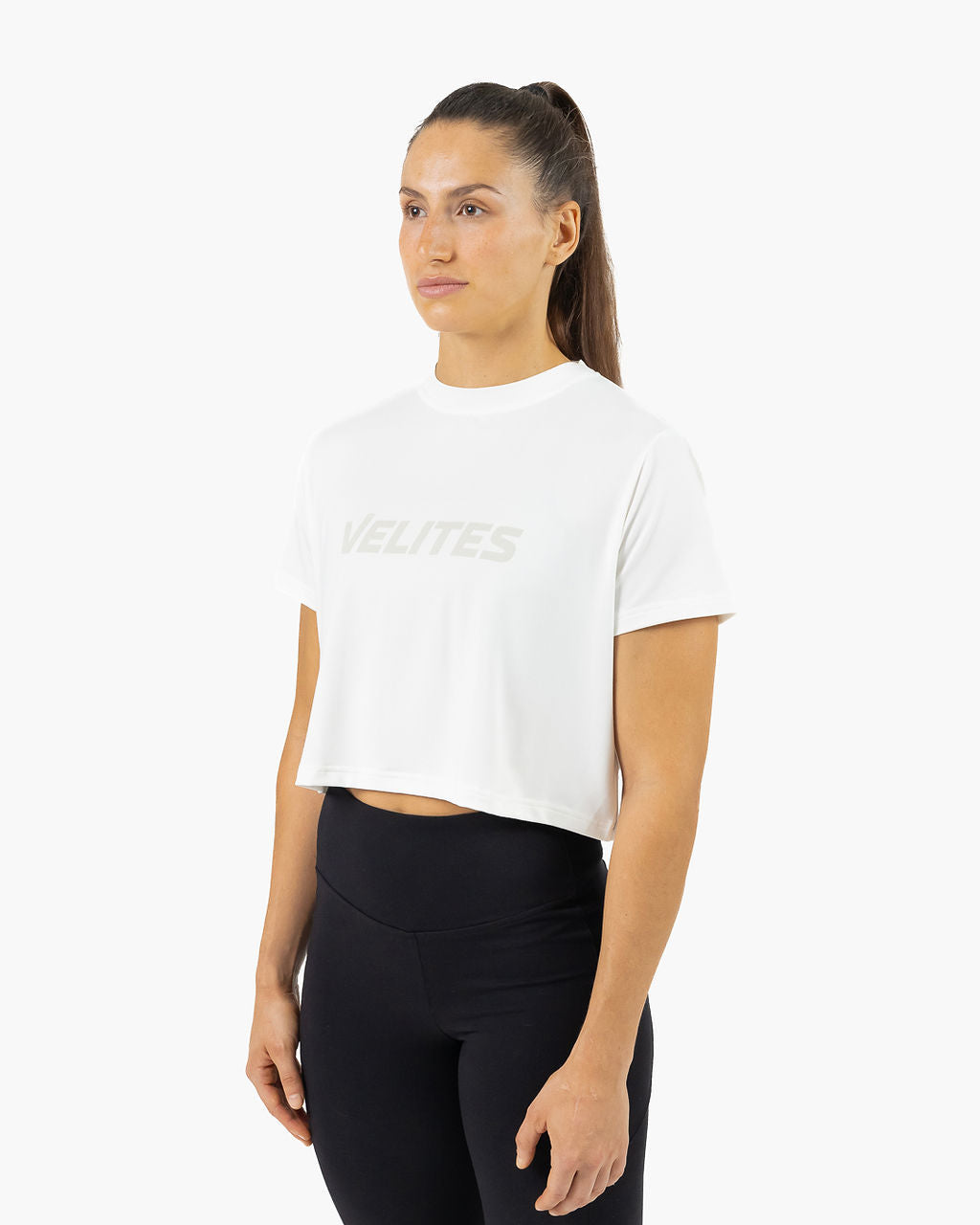 Velites Holo women's crop t-shirt three-quarter color_White