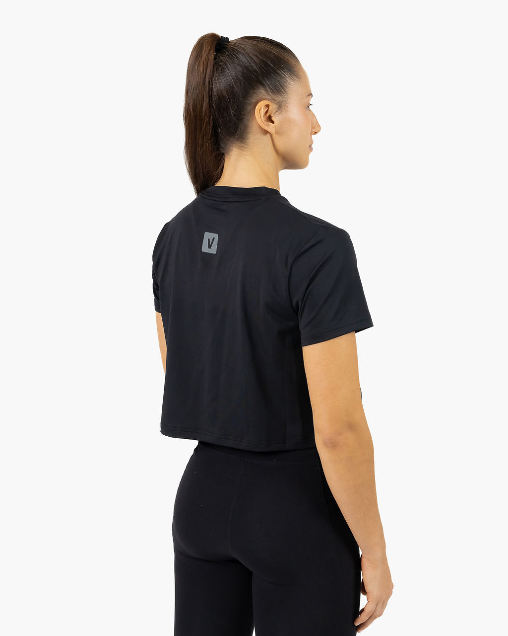 Velites Holo women's crop t-shirt back color_Black