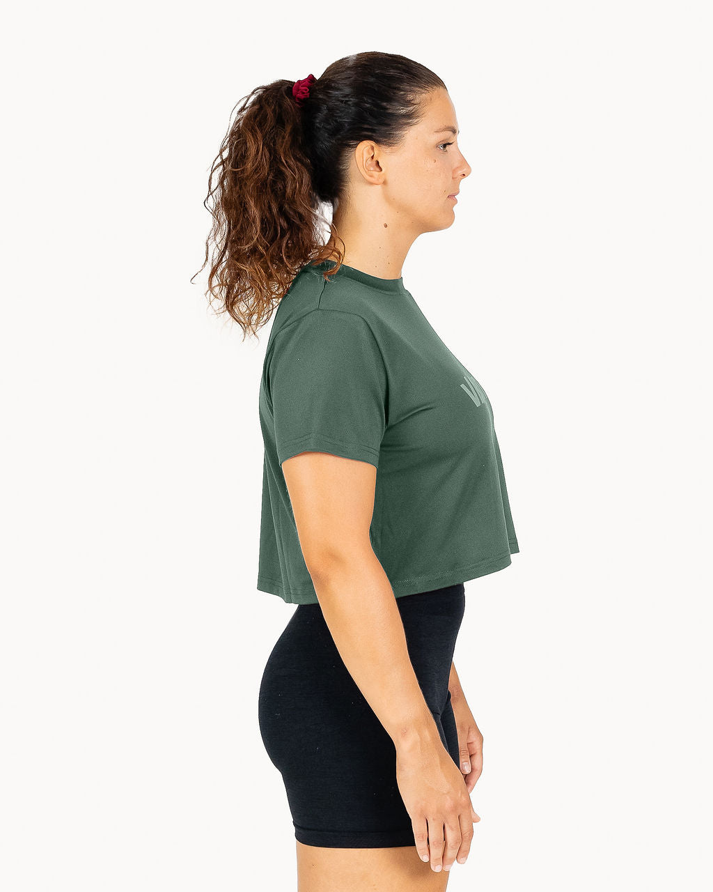 Velites Holo women's crop t-shirt side color_Pine Green
