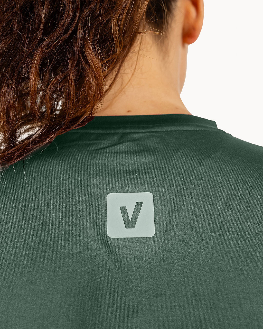 Velites Holo women's crop t-shirt back color_Pine Green