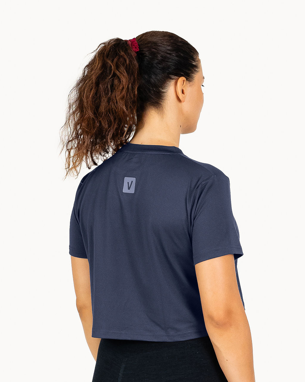 Velites Holo women's crop t-shirt back color_Deep Ocean