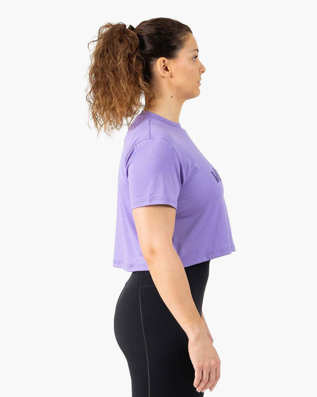 Velites Holo women's crop t-shirt side color_Wisteria