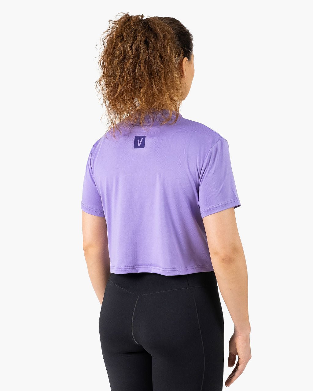 Velites Holo women's crop t-shirt back color_Wisteria