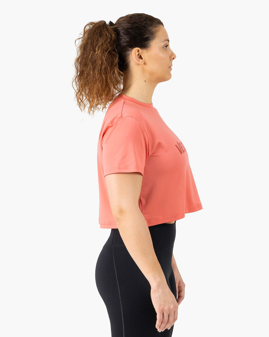 Velites Holo women's crop t-shirt side color_Raspberry