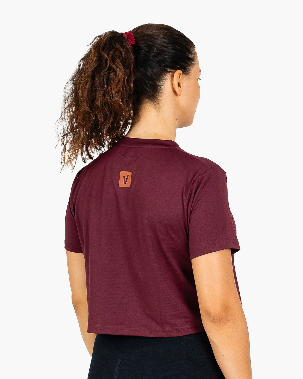 Velites Holo women's crop t-shirt back color_Pomegranate