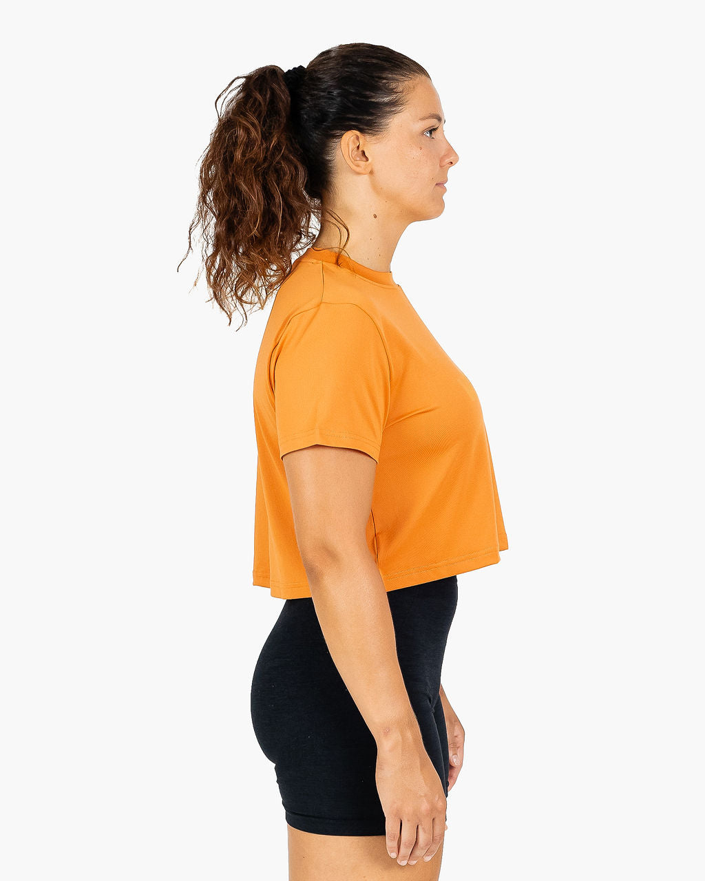 Velites Holo women's crop t-shirt side color_Foxy Orange