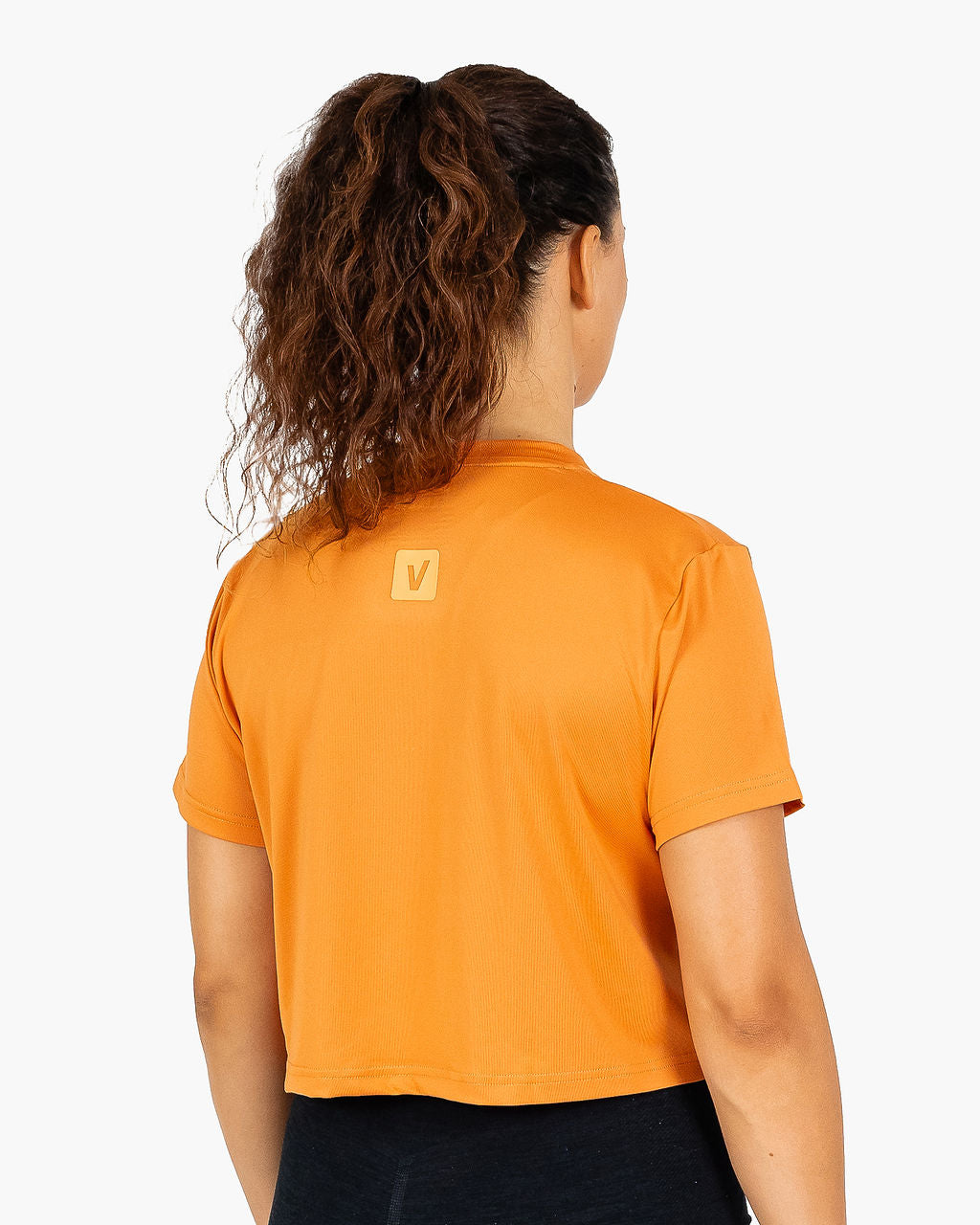 Velites Holo women's crop t-shirt back color_Foxy Orange