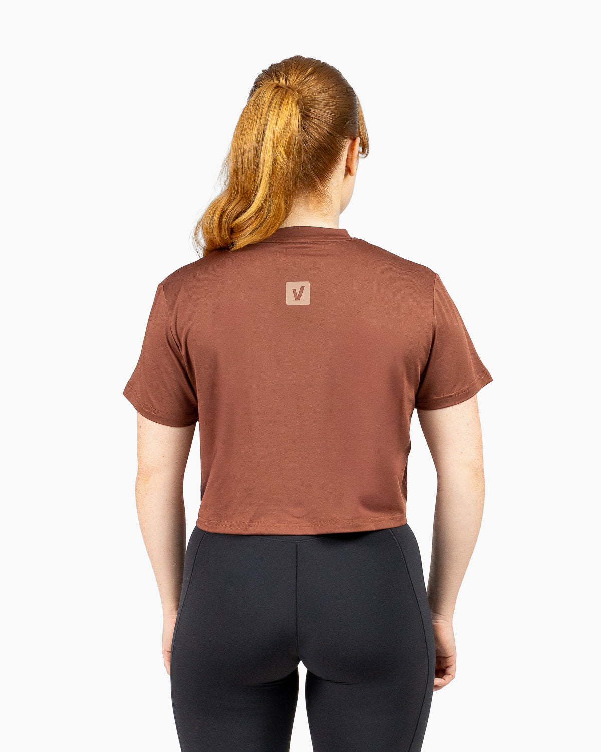 Velites Holo women's crop t-shirt back color_chestnut