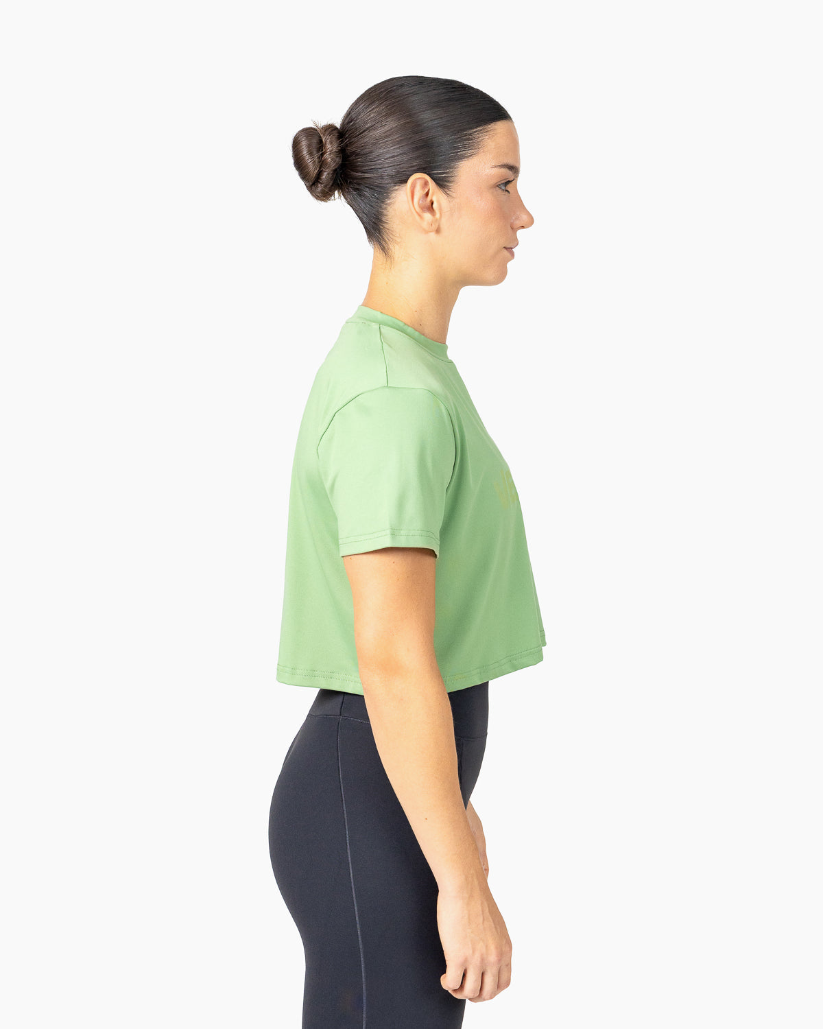 Velites Holo women's crop t-shirt side color_North Moss