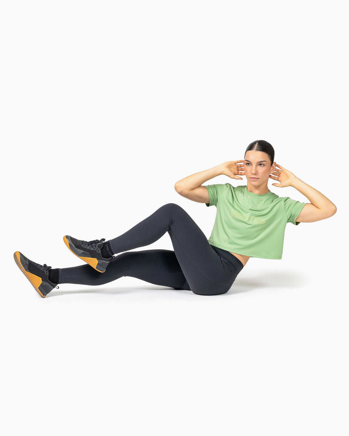 Velites Holo women's crop t-shirt exercise color_North Moss