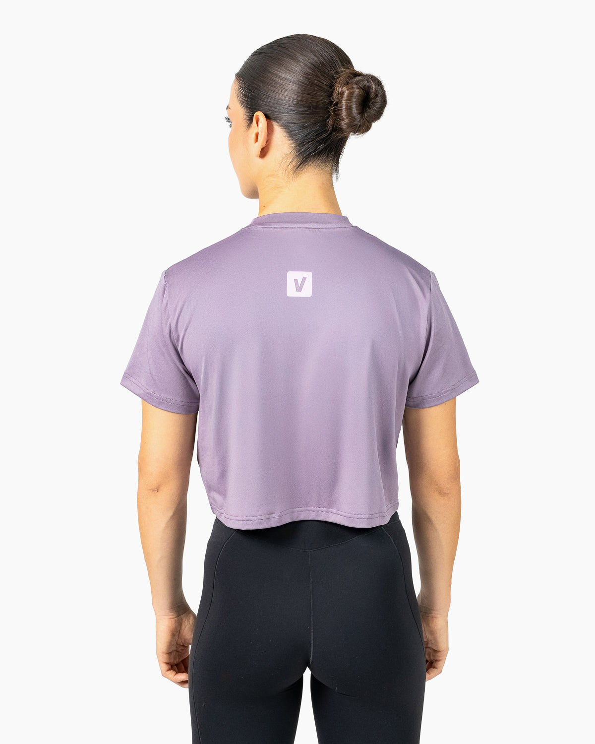Velites Holo women's crop t-shirt back color_Ash