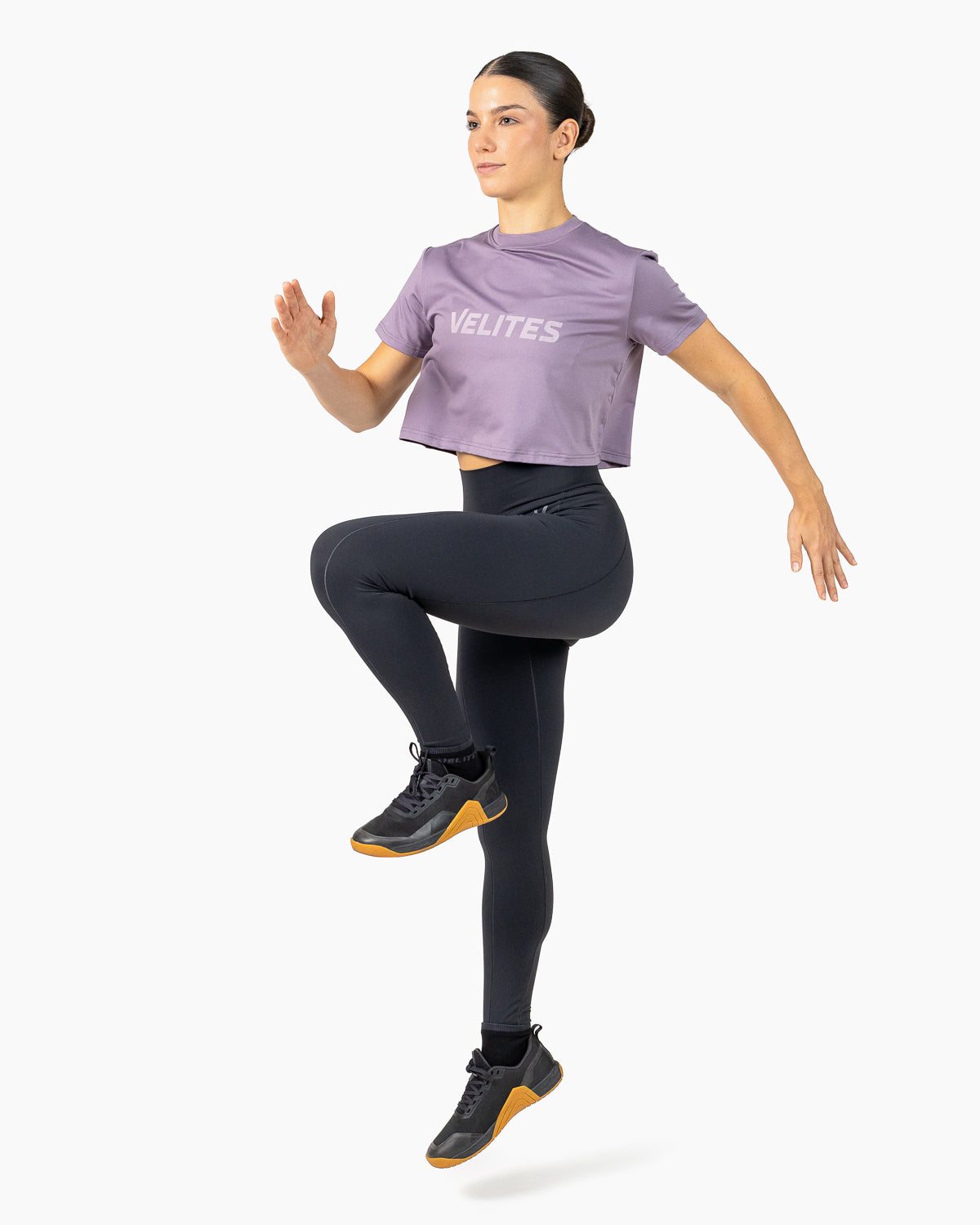 Velites Holo women's crop t-shirt exercise color_Ash