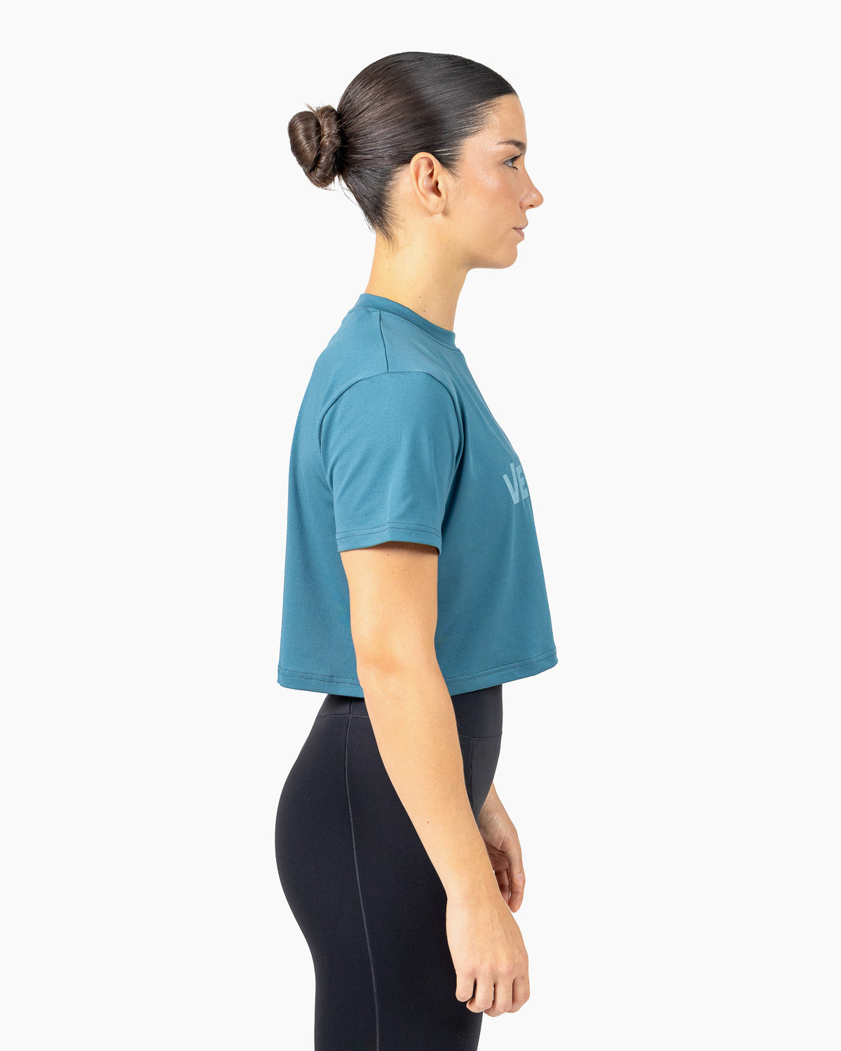 Velites Holo women's crop t-shirt side color_Denim Blue