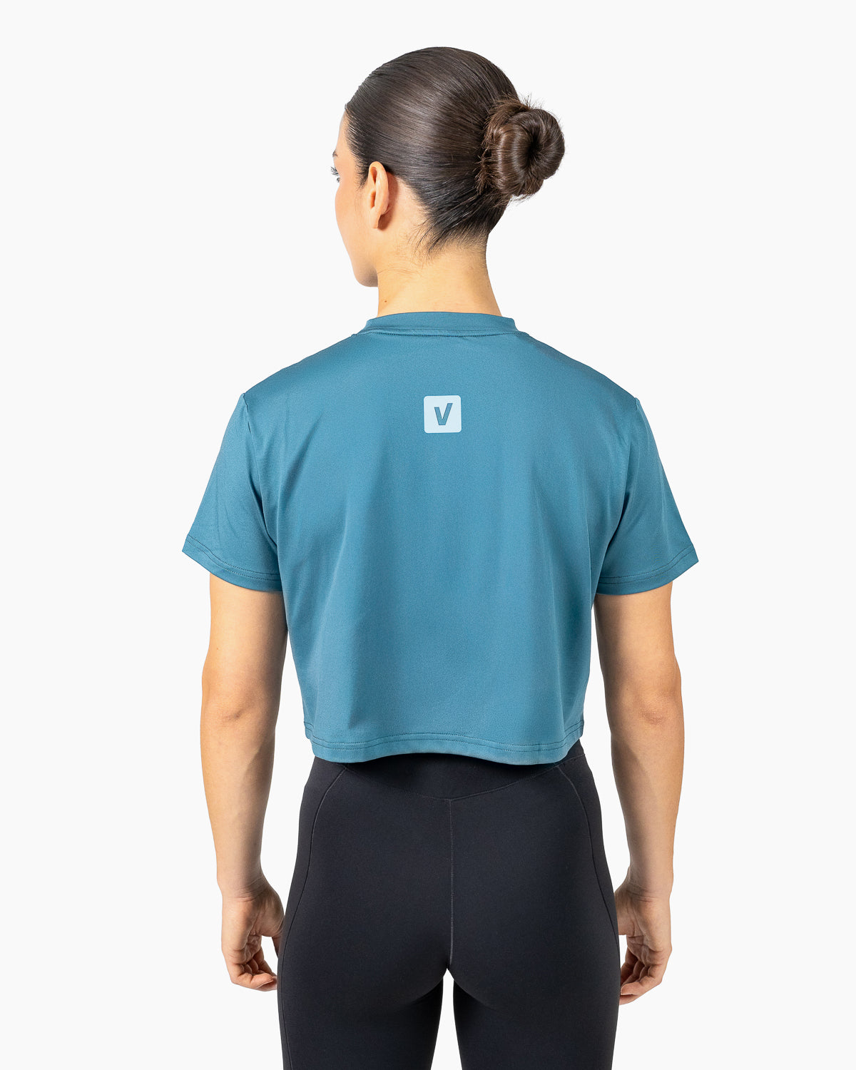 Velites Holo women's crop t-shirt back color_Denim Blue