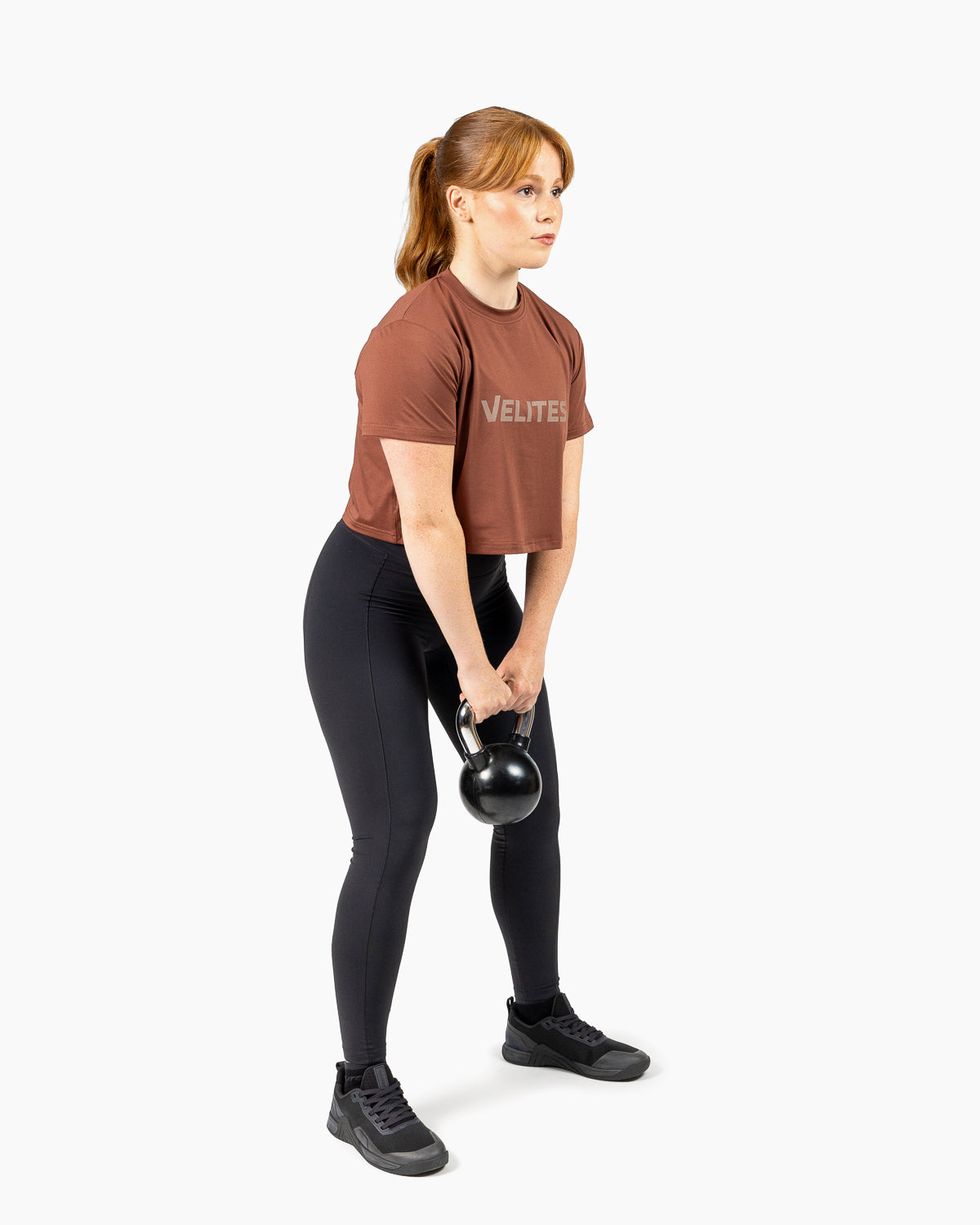 Velites Holo women's crop t-shirt exercise color_chestnut