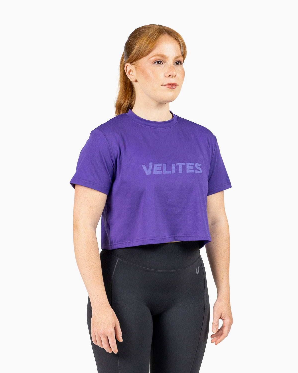 Velites Holo women's crop t-shirt three-quarter color_witchy purple