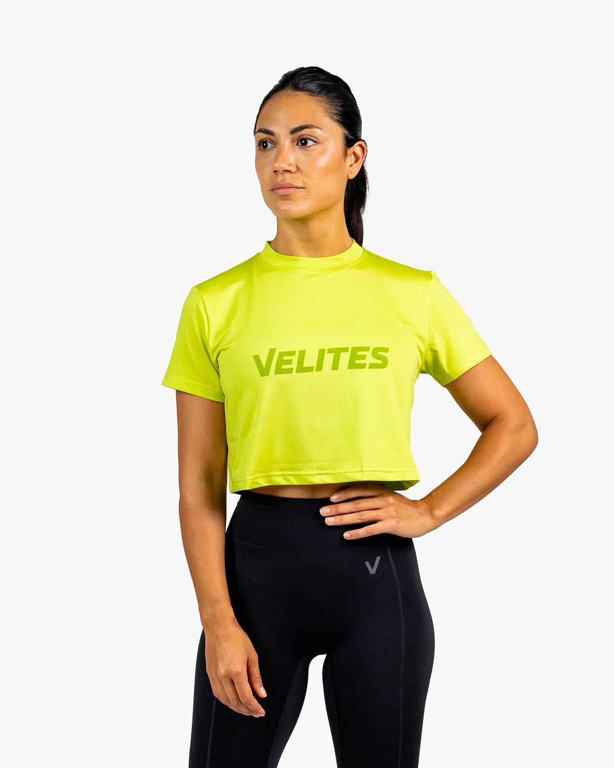 Velites Holo women's crop t-shirt front color_fern green
