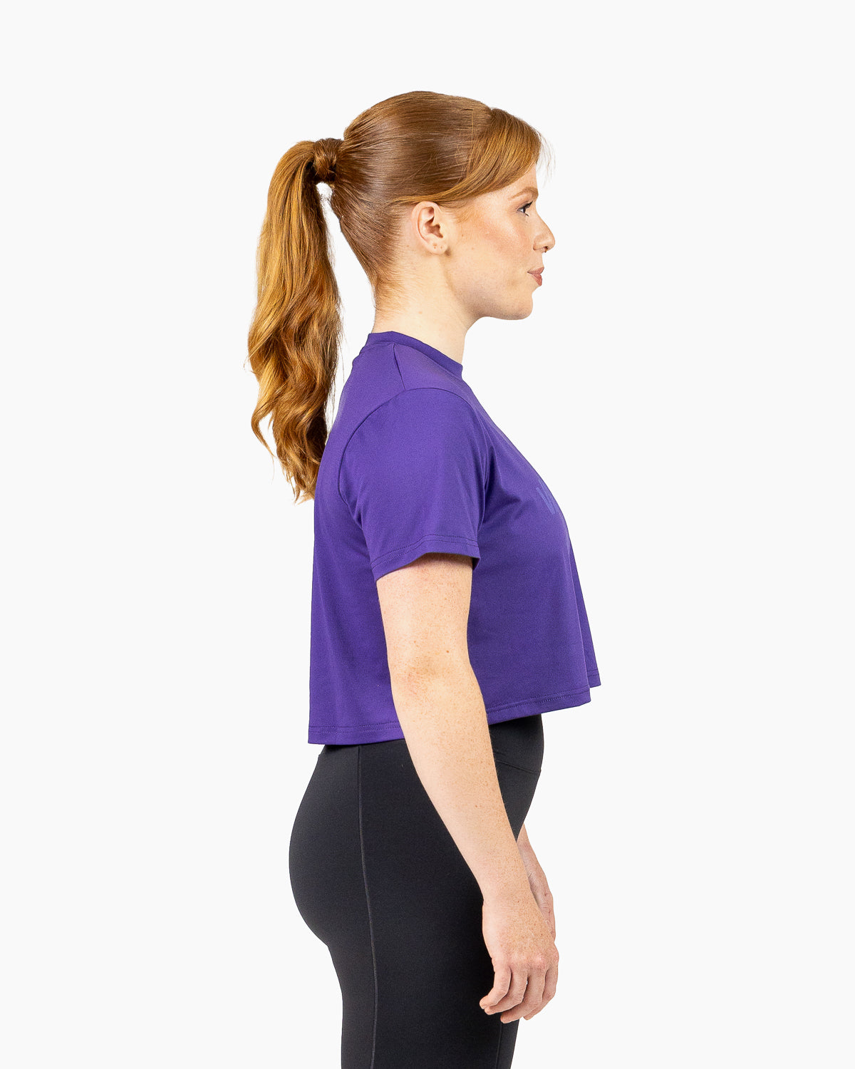 Velites Holo women's crop t-shirt side color_witchy purple