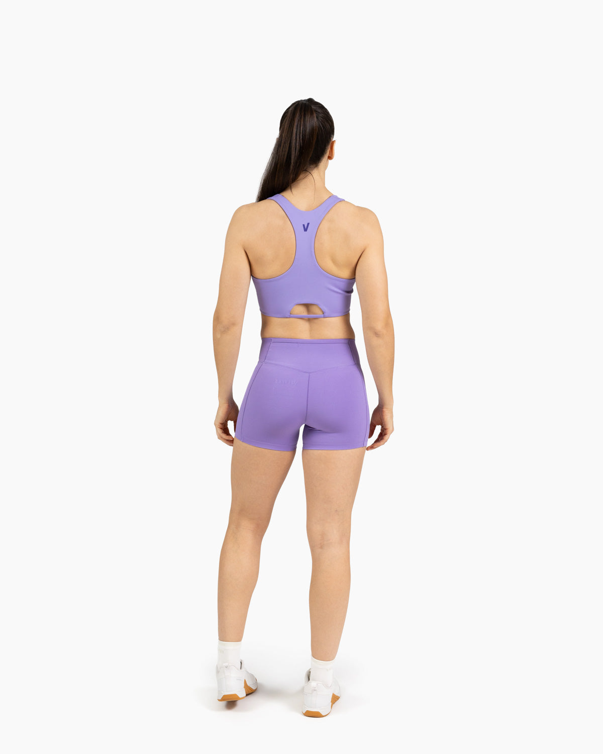 High neck bra Holo Velites female model back color_Wisteria