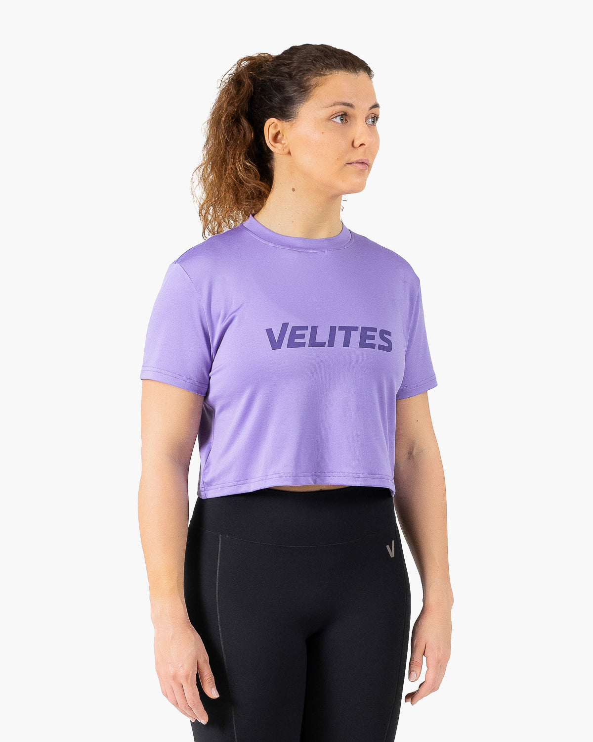 Velites Holo women's crop t-shirt three-quarter color_Wisteria