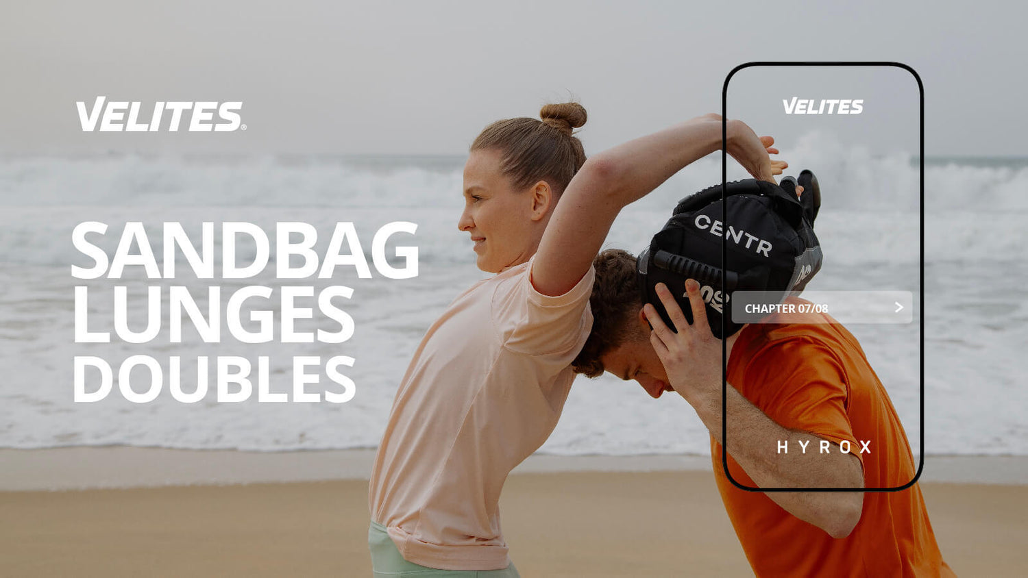 Sandbag Lunges in pairs technique HYROX course by Velites