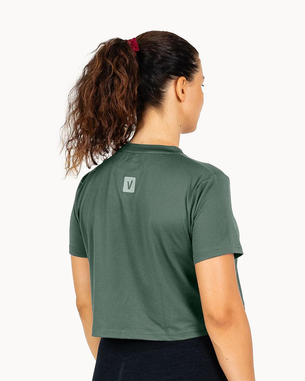 Velites Holo women's crop t-shirt back color_Pine Green