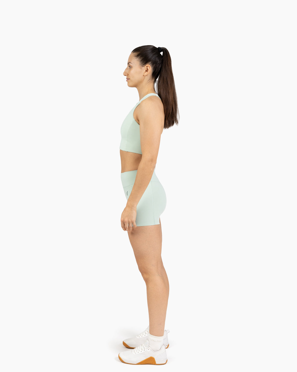 High neck bra Holo Velites female model side color_Mojito